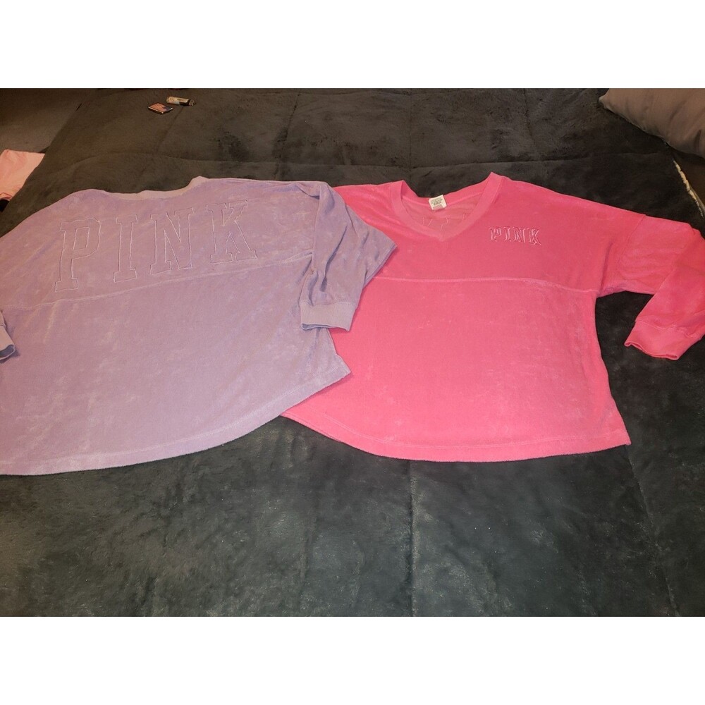 2- WOMAN'S SIZE:M VICTORIA'S SECRET PINK TERRY LONGSLEEVED SWEATSHIRTS*NWOT*